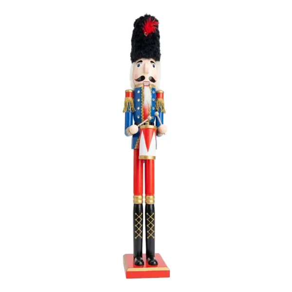 Cascanueces Navideño Gigante Soldado Rey Madera 1 Metro Rojo
