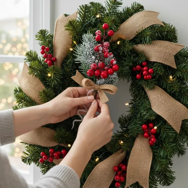 Vara Pick Navideño Nevado Decorativo Adorno Arbolito Navidad Rojo