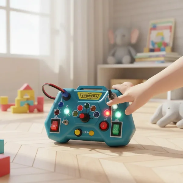 Tablero Sensorial Montessori Luces Led Botones Juguete Niños Azul