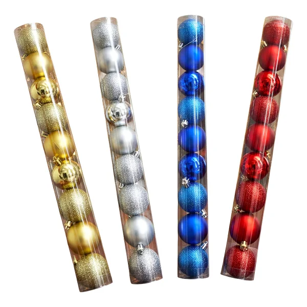 Adornos Navideños Tubo Bolas De Navidad 5cm X9 Unidades
