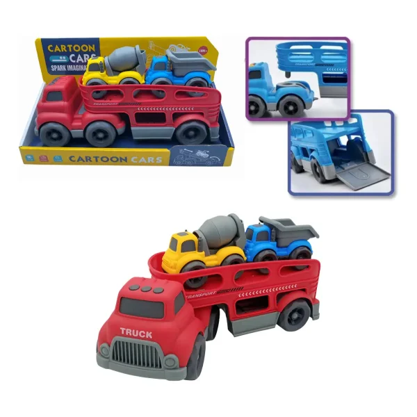 Camion Mosquito Rojo 30cm Juguete 2 Autitos Construccion