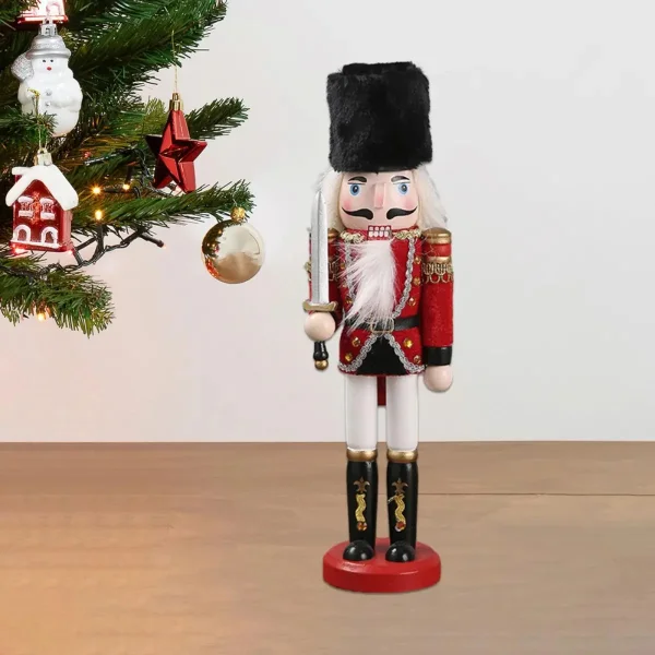 Cascanueces Soldado De Madera 30 Cm Adorno Navidad Madera Rojo