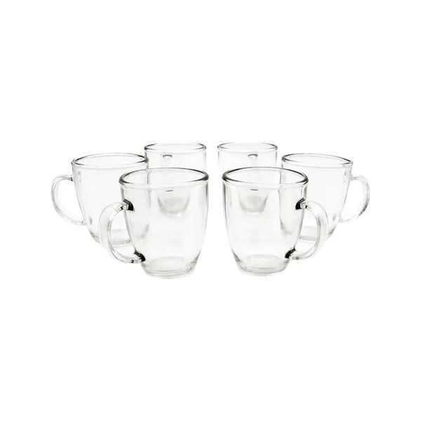 Set X6 Unidades Tazas Mug Cafe Vidrio Transparente 245ml