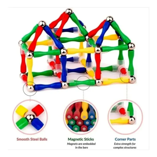 Juego Magnético 3d Construcción Bloques 63 Piezas Imanes 63