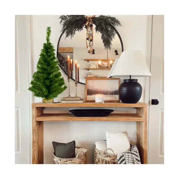 Arbolito De Navidad Mini 0,80mts Con Base De Tronco Natural