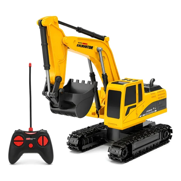 Excavadora Grua Rc 1:24 Recargable A Control Remoto Con Luz Naranja