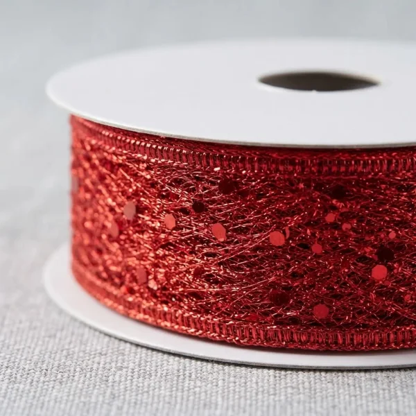 Cintas Navideñas Metalizadas Con Brillo 2,5cm 2.7m Adornos Rojo