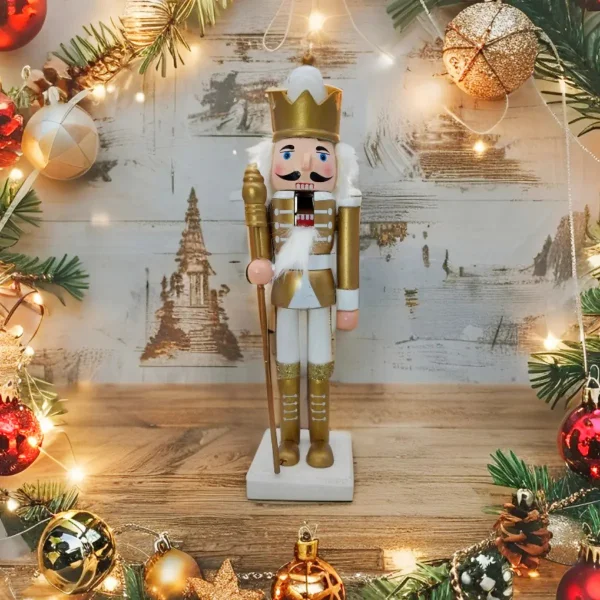 Cascanueces Soldado Adorno De Madera 30 Cm Navidad Blanco