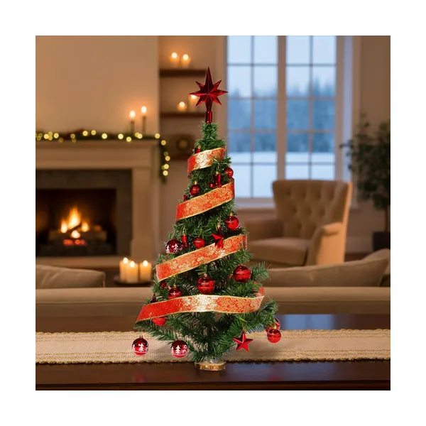 Arbolito De Navidad 80cm Con Adornos 30 Piezas Rojo