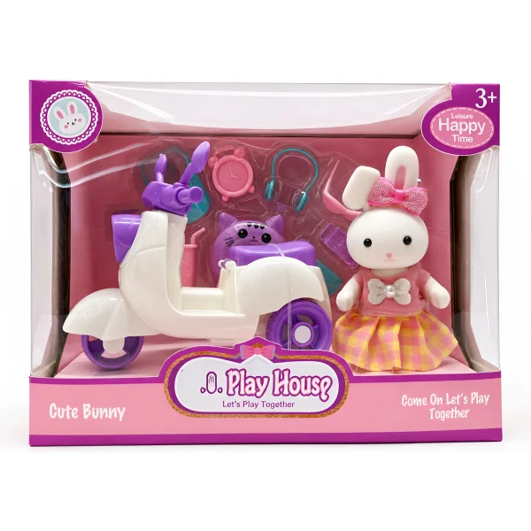 Set Conejita Cute Bunny Scooter Juguete Accesorios Niña