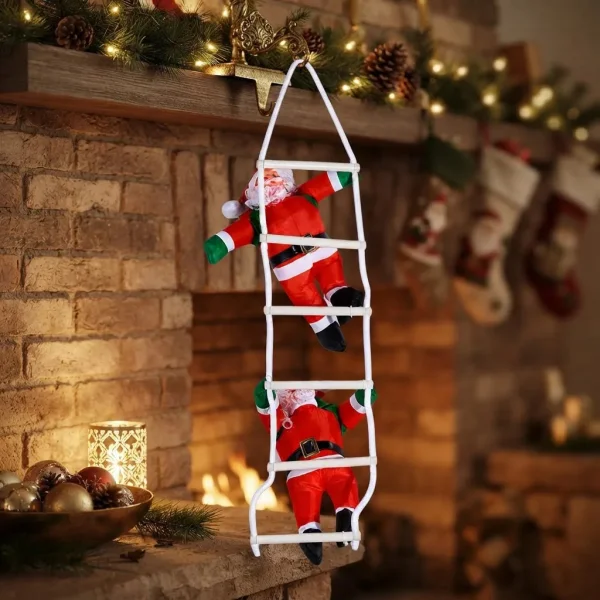 Papá Noel Trepador Escalera Colgante Deco Navidad Adorno Rojo