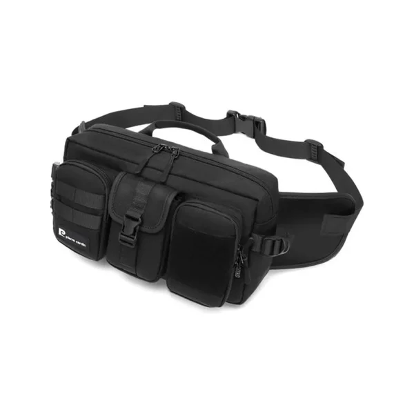 Riñonera Tactica Grande Ajustable Sistema Molle Bolsillos Color Negro Liso