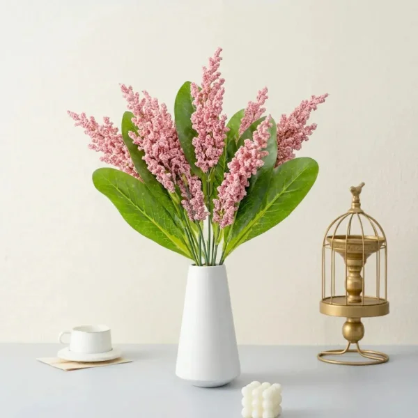 Ramo Artificial Flores Lavanda Astilbe Decoración Hogar 40cm Amarillo