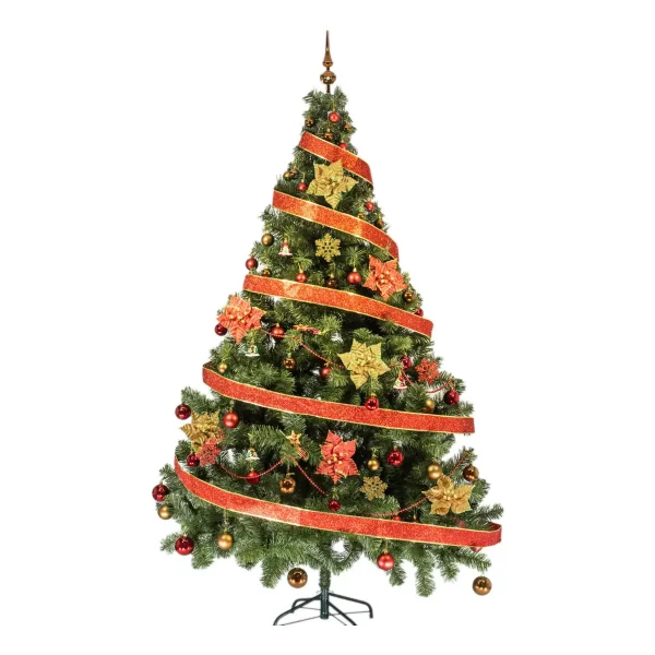 Arbol Navidad Tronador 2,10m + Kit 60 Rojo Oro Black Friday Verde