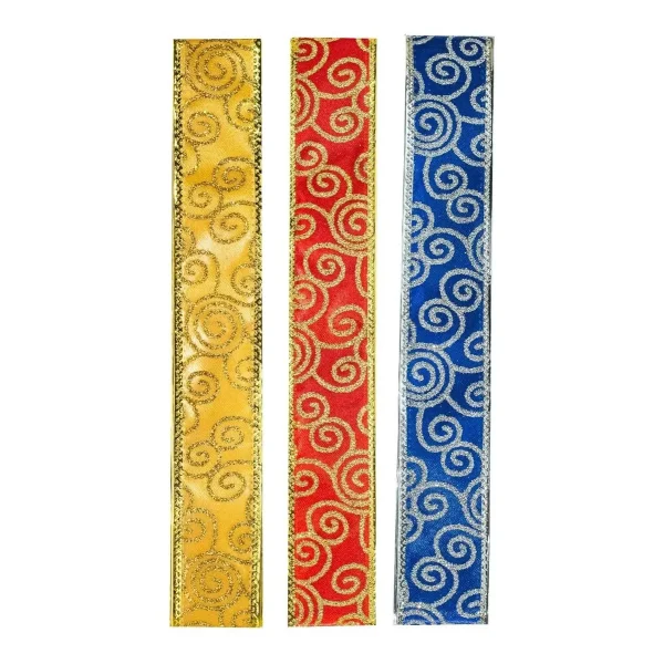 Cintas Navideñas Pack X5 Adornos Glitter 5cm 2,70mts Navidad