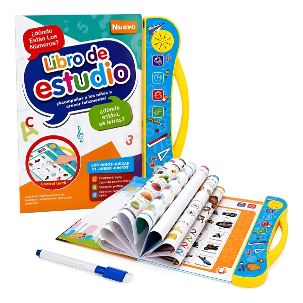 Libro Didactivo Interactivo Tactil Bilingüe Con Sonido Niños Celeste