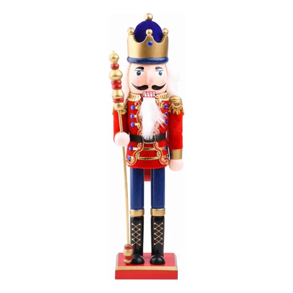 Cascanueces Soldado De Madera 38 Cm Adorno Navidad Madera Rojo