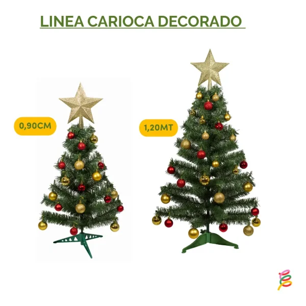 Arbol De Navidad Decorado Arbolito 90cm Pino Carioca Color Rojo/oro