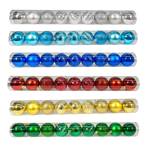 Adornos Navideños Premium Tubo Bolas De Navidad 6cm X90 Udes