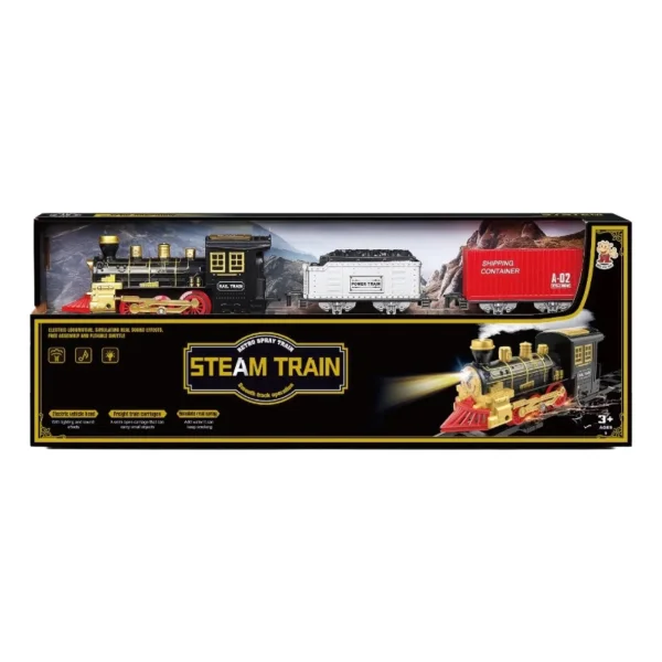 Tren A Vapor Retro Eléctrico Con Humo Real Luz Sonido + Vías