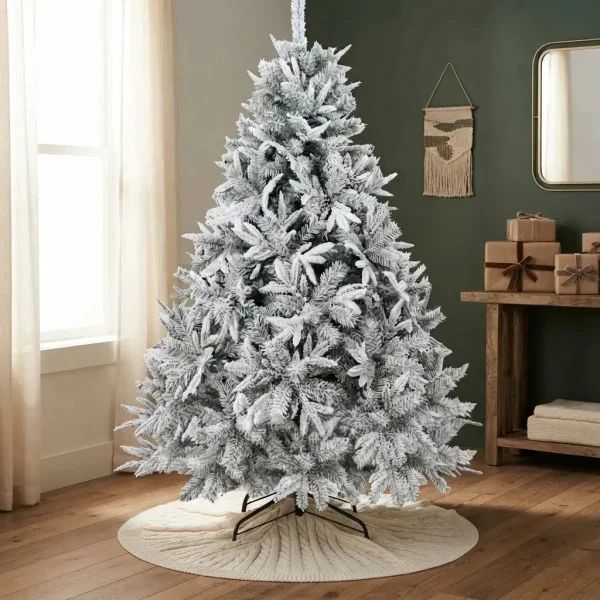 Arbol De Navidad Fabesa Pino Nevado Flock 1.80mts Base Metal Nevado