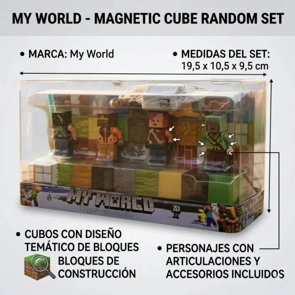 Cubos Magnéticos My World Bloques Construcción 130pz Luz Led 130 My World