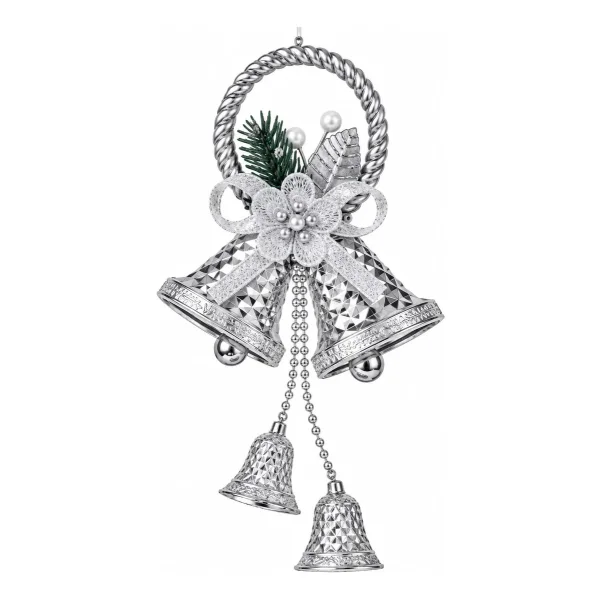 Adorno Campana Navideña Colgante Navidad Deco Arbol Puerta Plata