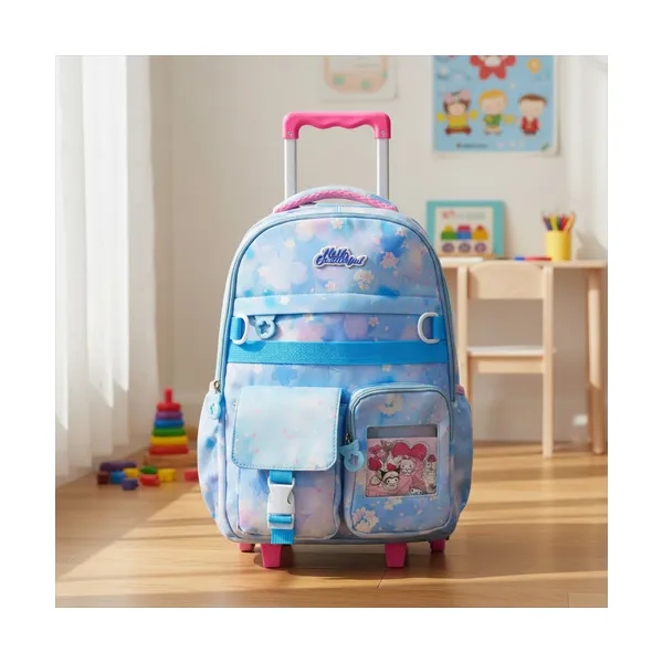Mochila Escolar Infantil Carrito Con Ruedas Kawaii Flores