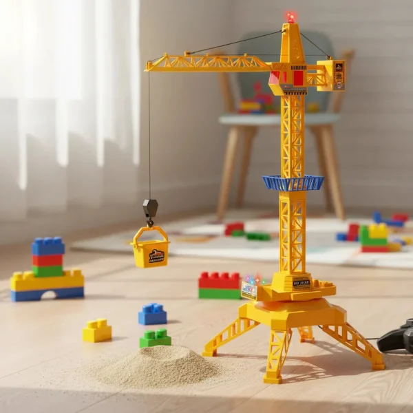 Grua Torre A Control Remoto Cable Luz Sonido Juguete Niños Naranja