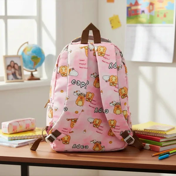 Mochila Escolar + Cartuchera Capibara Infantil Para Niños/as