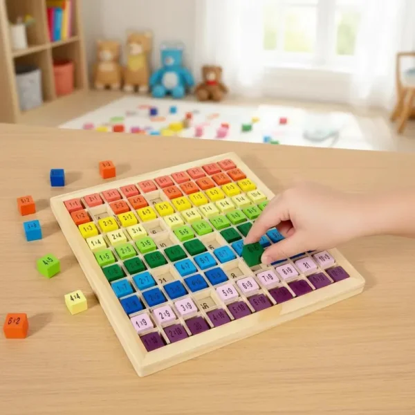 Tabla De Multiplicar Madera Didáctica Juguete Montessori Multicolor