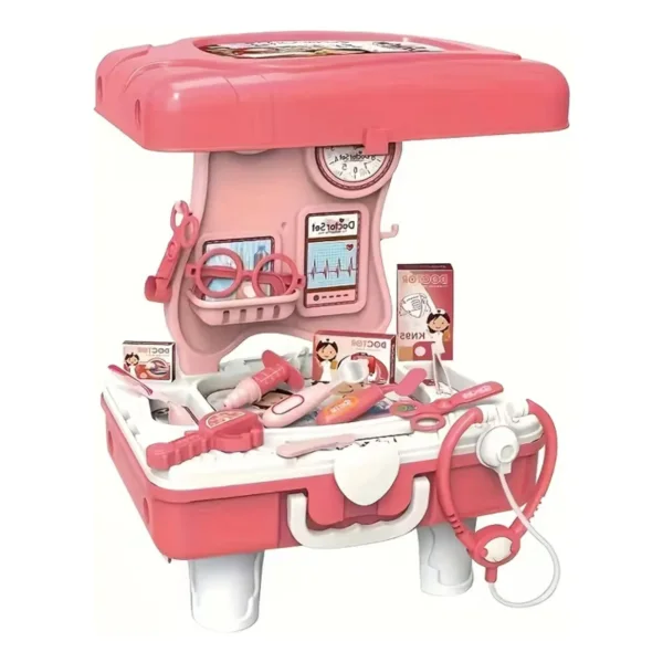 Valija Maletín Doctor Infantil Con Ruedas Set Juego De Rol Rosa