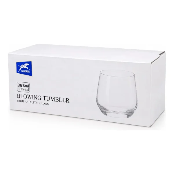 Set X6 Vasos Vidrio Whisky Tragos Sin Pie Transparente 385ml Transparente