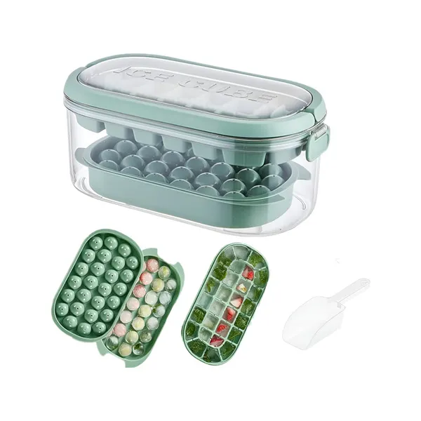 Cubetera Hielera Contenedor Hielo Portatil C/tapa Y Cuchara Verde