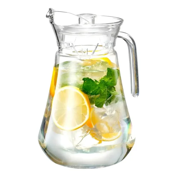 Jarra Vidrio Lisa Con Tapa 1.3 Litros Agua Jugo Transparente Transparente