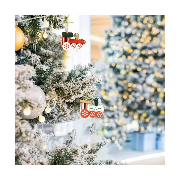 Adorno Navideño Locomotora Decoracion De Madera Colgante X6