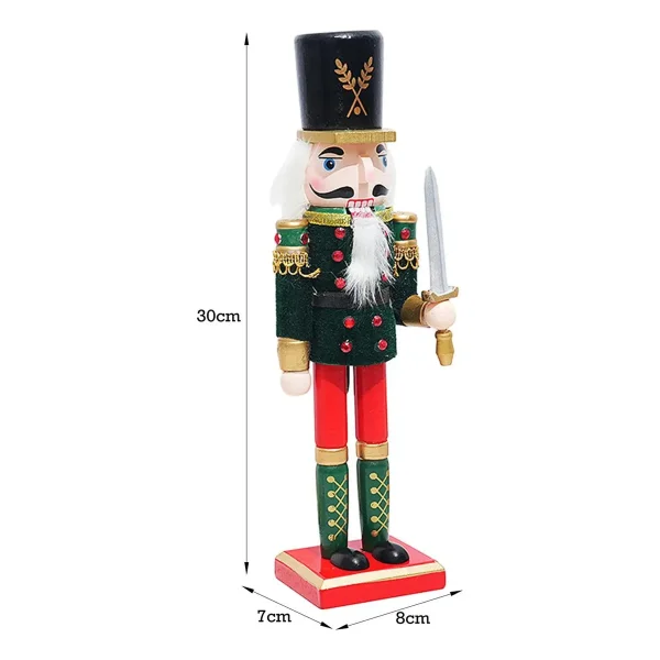 Cascanueces Navideño De Madera Soldado 30cm Adorno Navidad Verde
