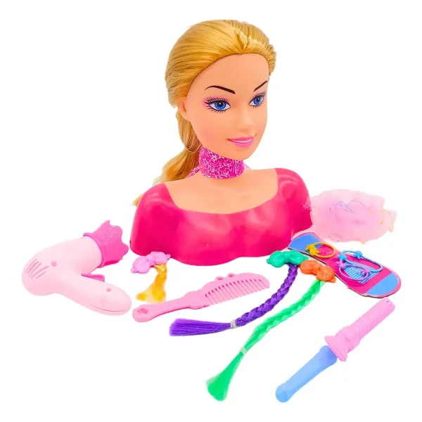 Cabeza De Muñeca Para Peinar Con Accesorios Peluqueria Princesa