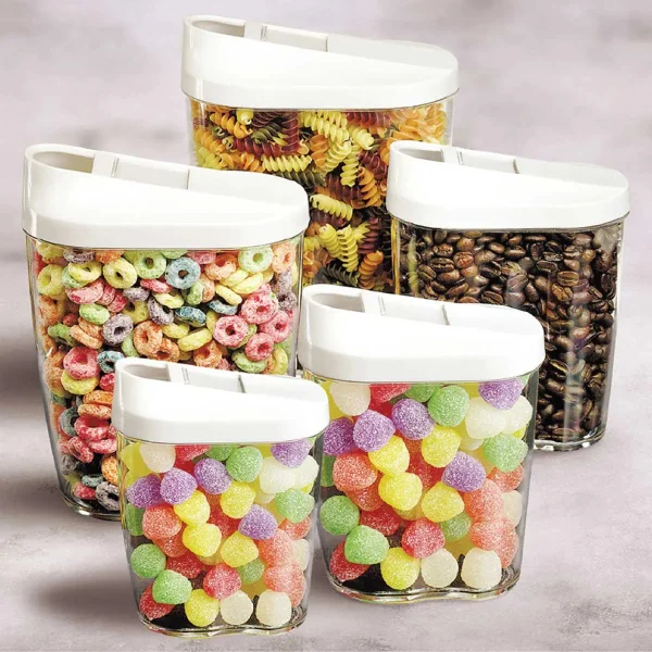 Set X5 Frascos Dosificadores Cerealero Organizador Cocina Transparente