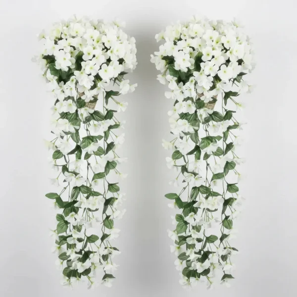 Ramo Flor Planta Colgante Pack X2 Jardin Artificial Interior Blanco