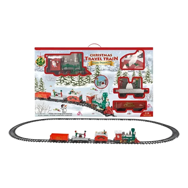 Pista Tren Navideño Xl Luz Y Sonido Locomotora Gigante