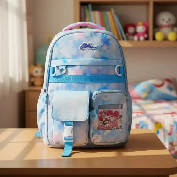 Mochila Escolar Colegio Infantil Nena Kawaii Reforzada Rosa Floreado