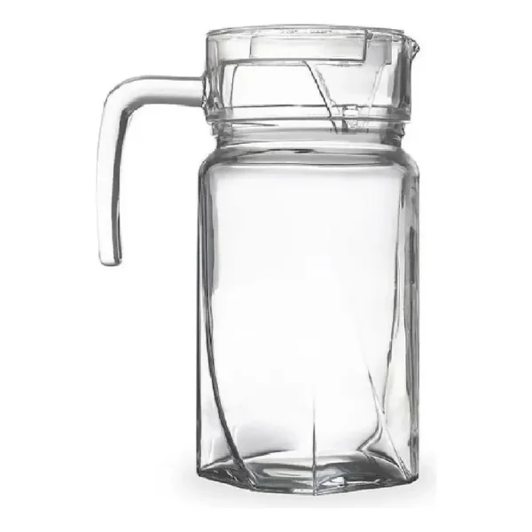 Jarra De Vidrio Con Manija 1.4 Litros Con Tapa Acrílico Transparente