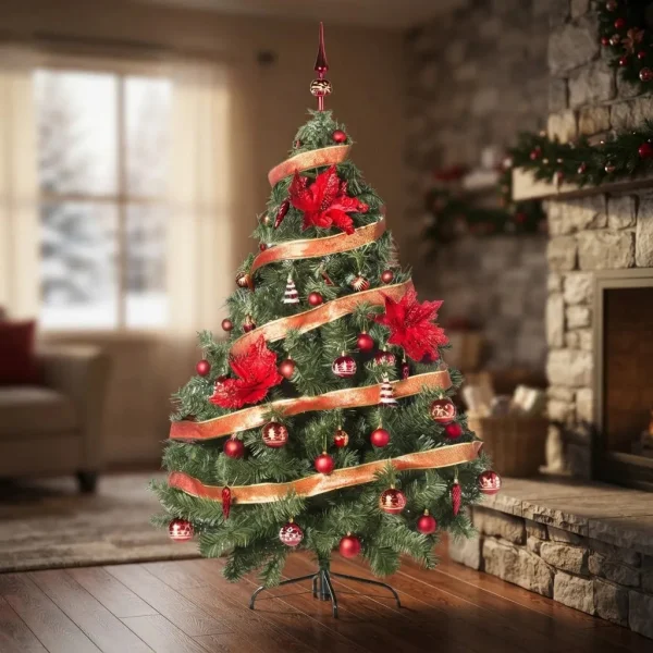 Arbol de Navidad Montañes Deluxe 1.50mts Con Adornos Kit X50