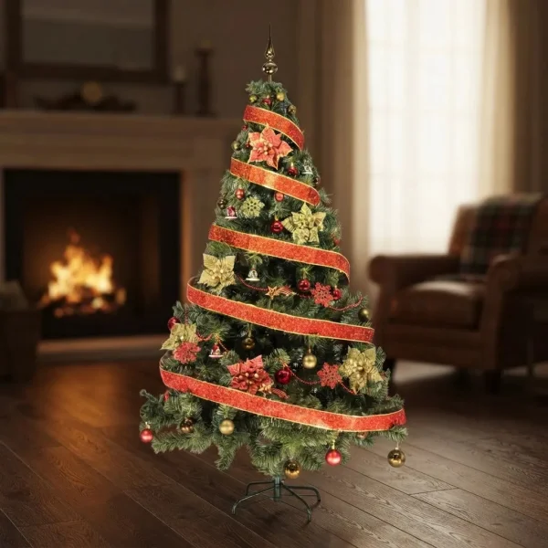 Arbol Navidad Tronador 1,80mts + Kit 60 Rojo Oro Cybermonday Verde