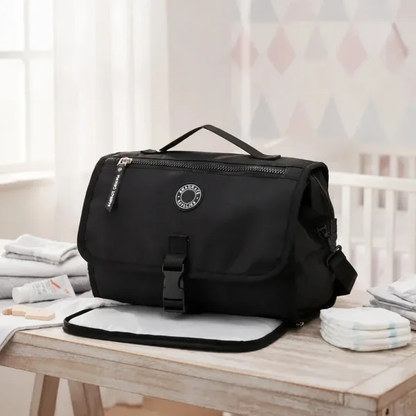 Bolso Maternal Pañalero Cambiador Bandolera Organizador Bebe Negro