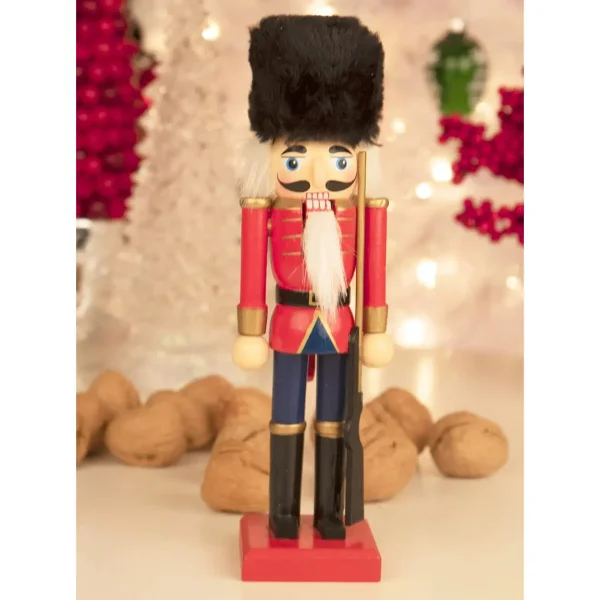 Cascanueces Soldado Adorno De Madera 30 Cm Navidad Deco Dorado