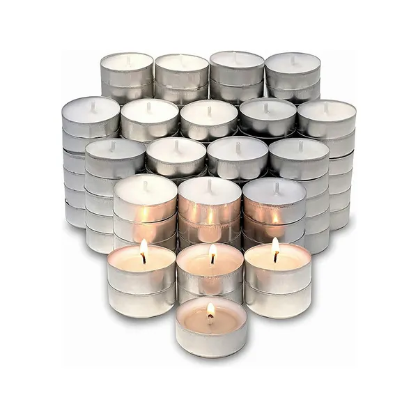 Mini Velas Decorativas Con Latita X50 Unidades P/hornito Blanco