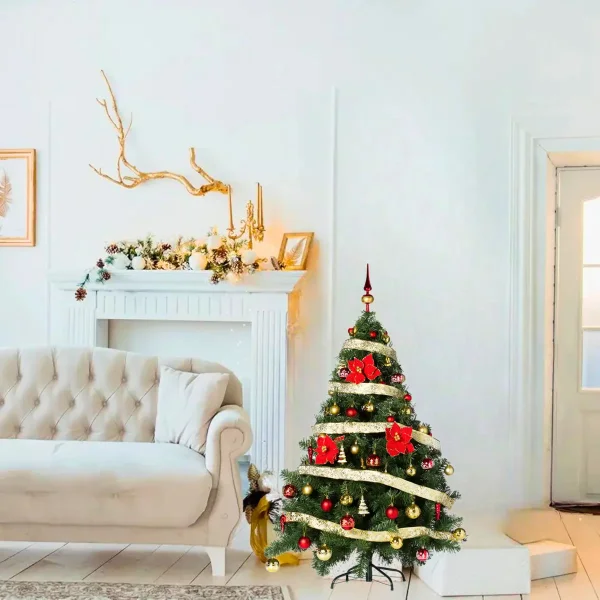 Arbol Navidad Montañes Deluxe 1.30mts Con Adornos Decoración
