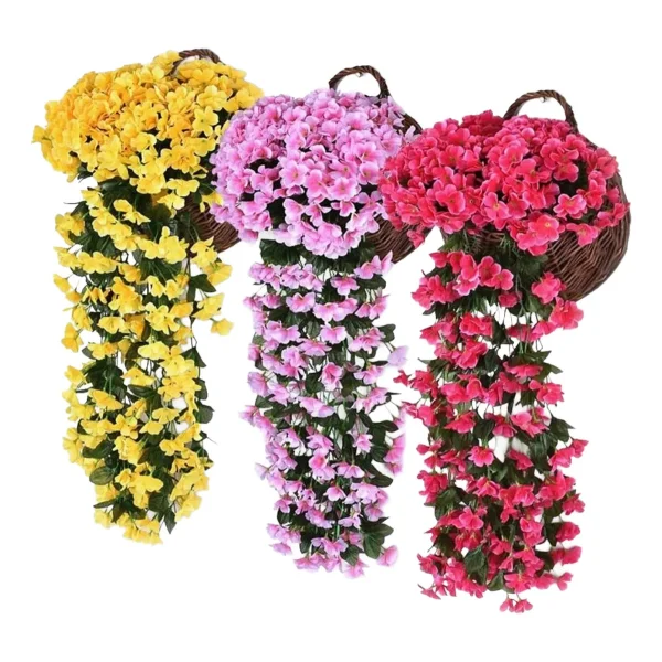 Ramo Flor Planta Colgante Pack X6 Jardin Artificial Interior Rojo